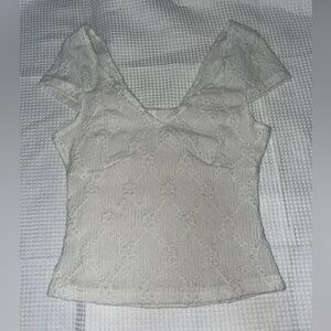 White Lacy Semi Cropped Top